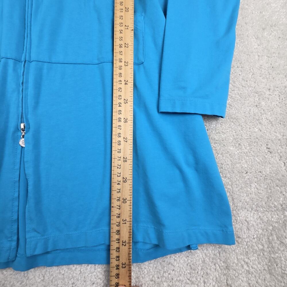 Coolibar Womens Cover Up Full Zip Hoodie M Blue Bamboo Blend Beach Pool Stretch - Picture 7 of 7